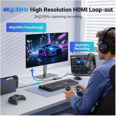 Full HD 2K HDMI Capture Card USB 3.0 Low Latency Streaming
