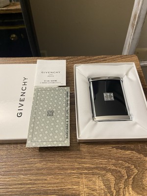 Givenchy Silver Black Tone Pocket Ashtray, Dual Slide Snap Closure