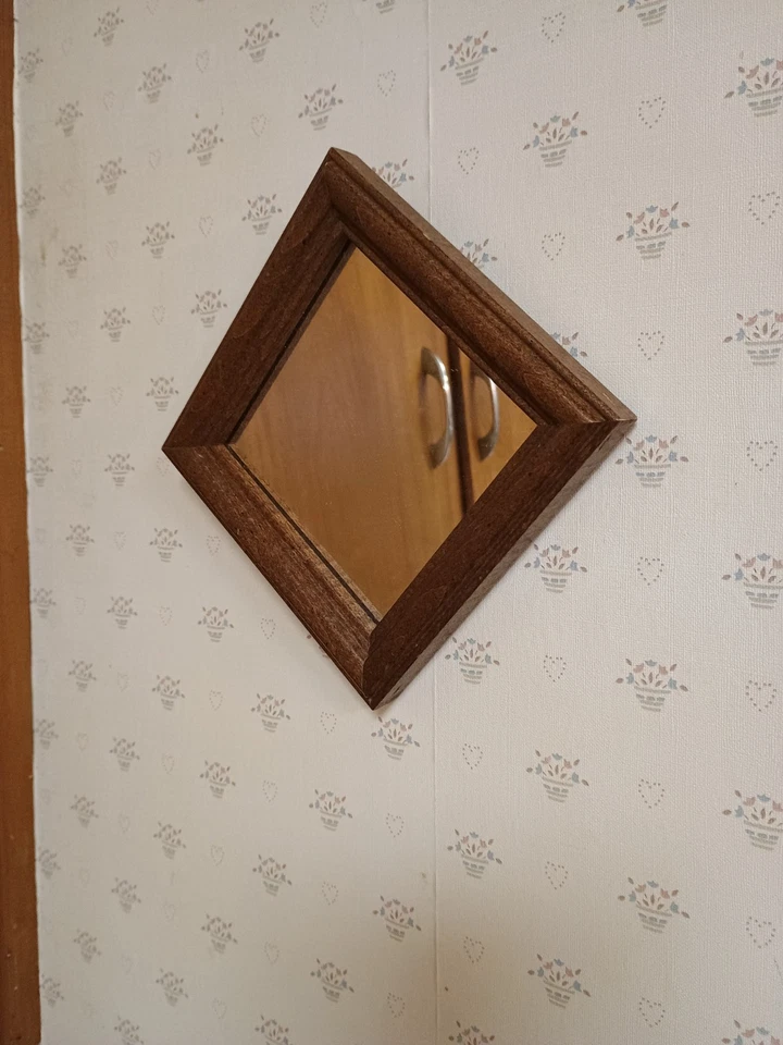 Wooden Wall Hanging Mirrors Set Of Two Square Diagonal Cottage Country Decor - Image 4 of 4