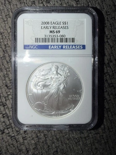 2008 American Silver Eagle $1 NGC MS69 Early Release 1oz .999 Silver