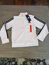 Adidas Youth Jacket 3 Strip Tan With Logo Size 10/12 Medium