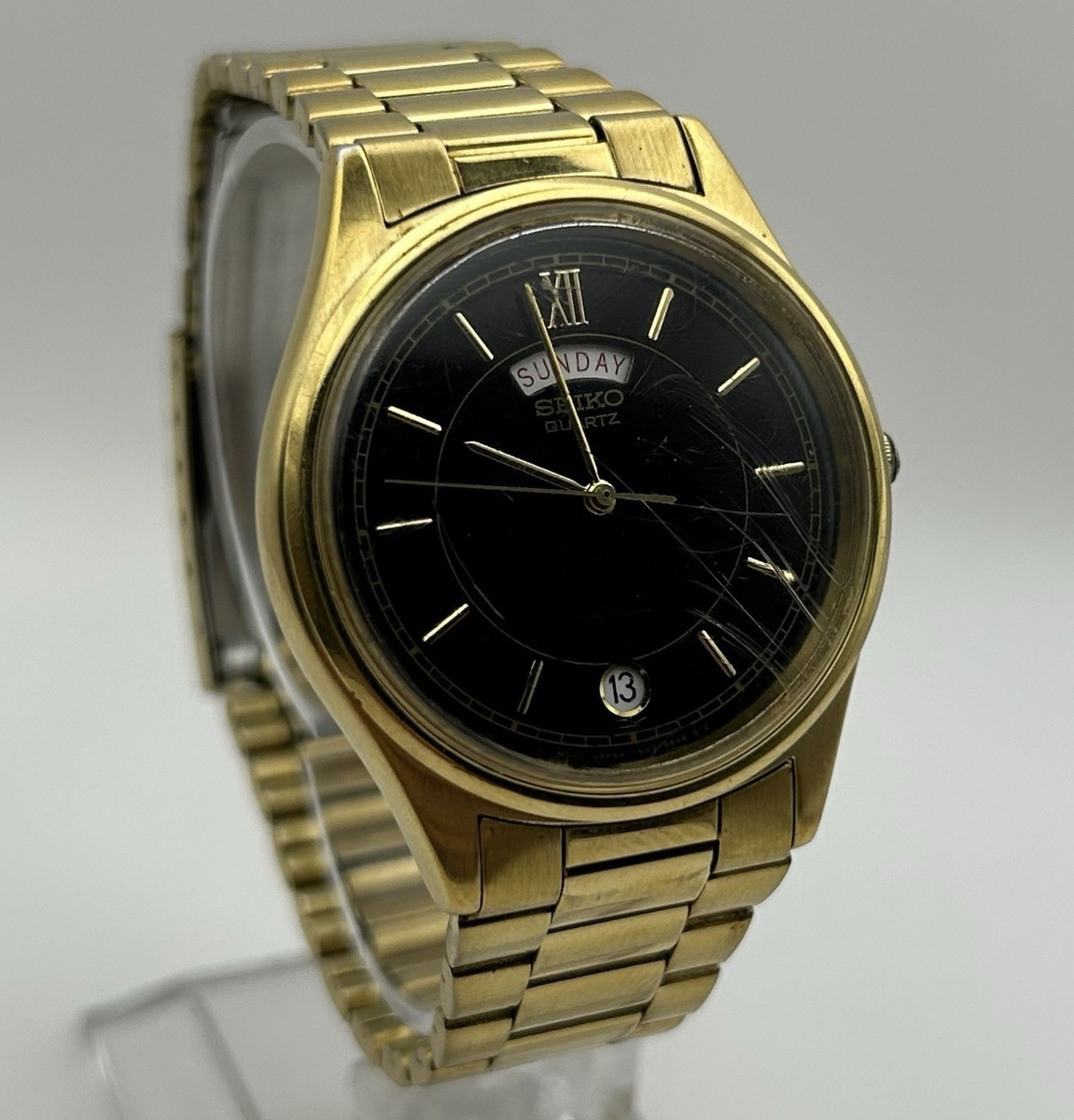 Vintage Seiko Quartz 7N43-8A39 Day Date Style Mens Dress Watch