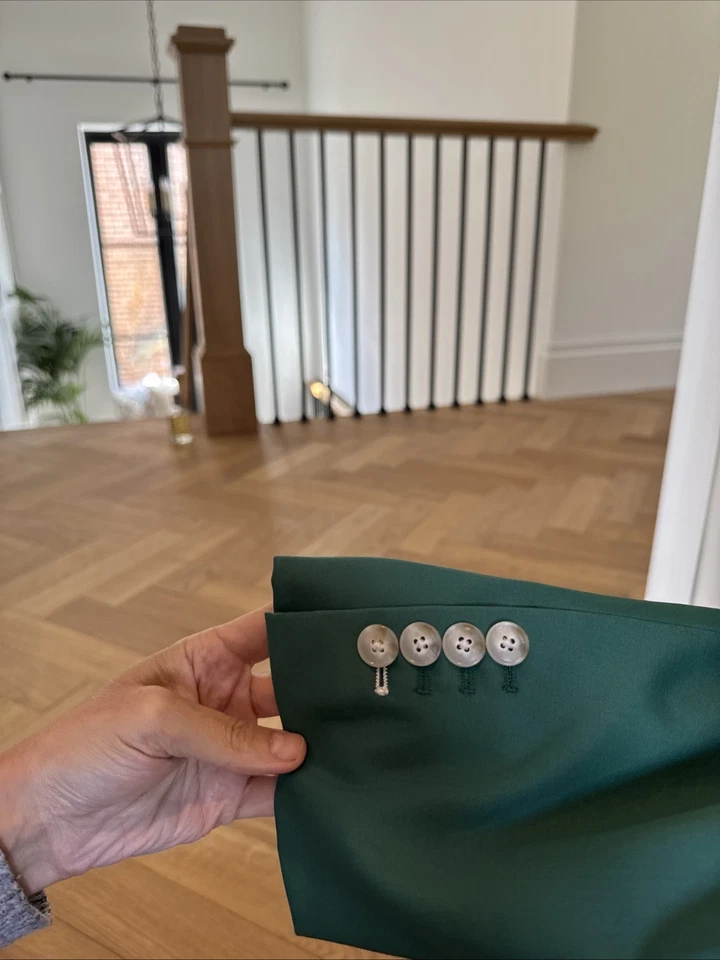 Green Mens Blazer Custom Tailor Made Tailored Wool Suit Jacket XL Italy - Image 4 of 4