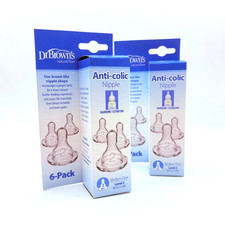 12-Dr Brown's Natural Flow Level 2, Narrow Baby Bottle Nipples , Medium, 3m 