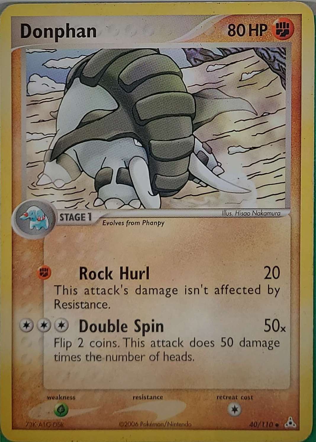Donphan 40/110 Uncommon Holon Phantoms Pokemon Heavily Played