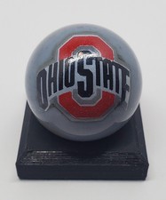 Ohio State Buckeyes Gray Glass 1" Logo Marble w/ Colored Stand