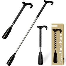 Premium Shoe Horn Long Handle, 14"- 35  Telescoping Stainless Steel Shoe Horn...