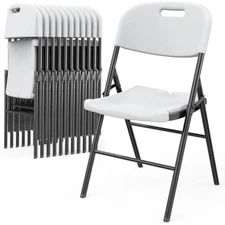 Folding chairs, heavy duty foldable chair portable hdpe plastic seat w