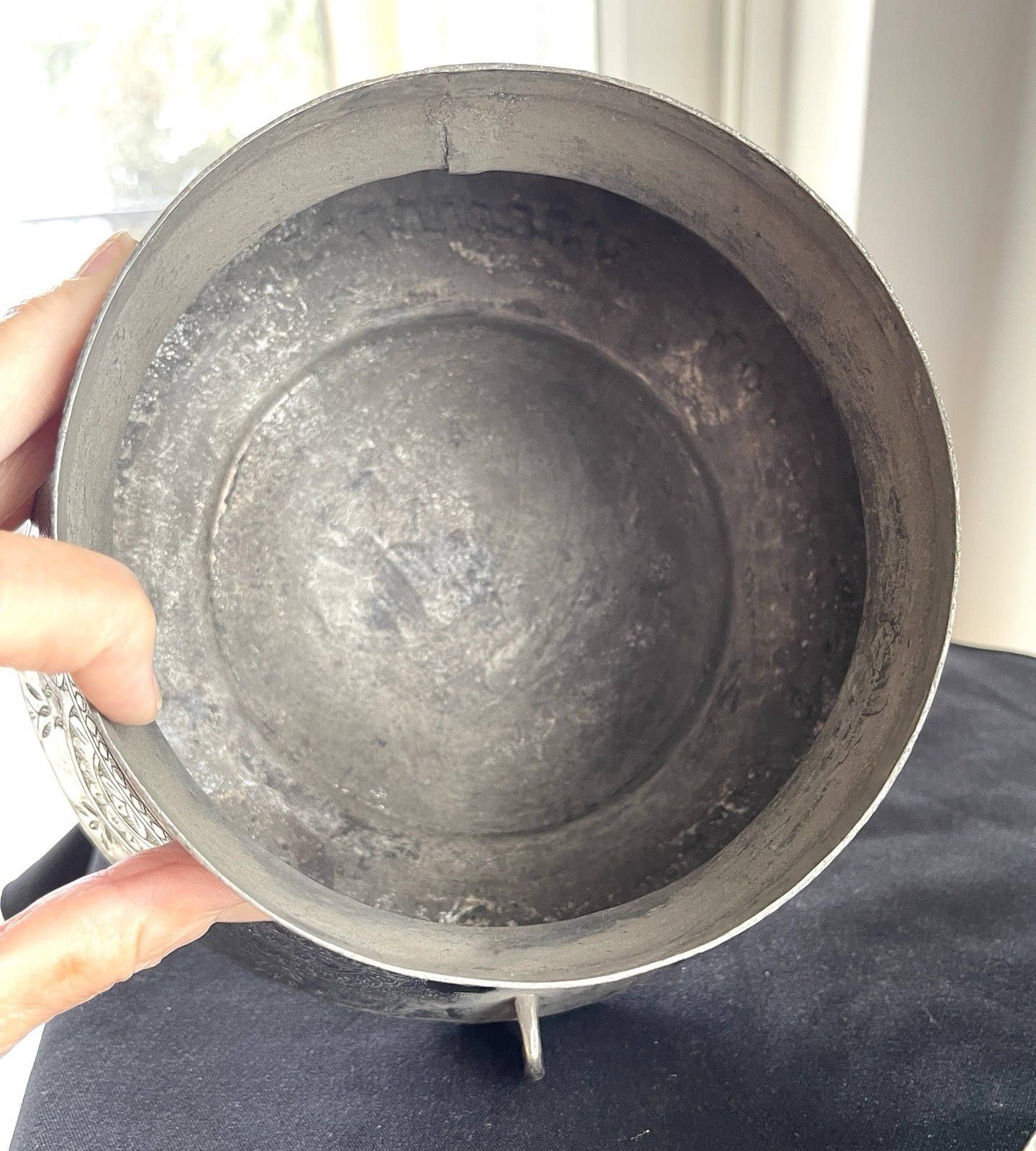 Antique Tinned Copper Armenian Turkish  2 PC Honey Pot Signed 18th Century