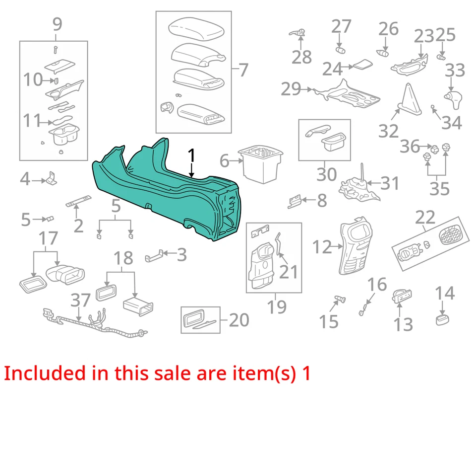FITS 00-05 PONTIAC BONNEVILLE CENTER CONSOLE ASM 25728502 - NEW OEM - Image 3 of 4