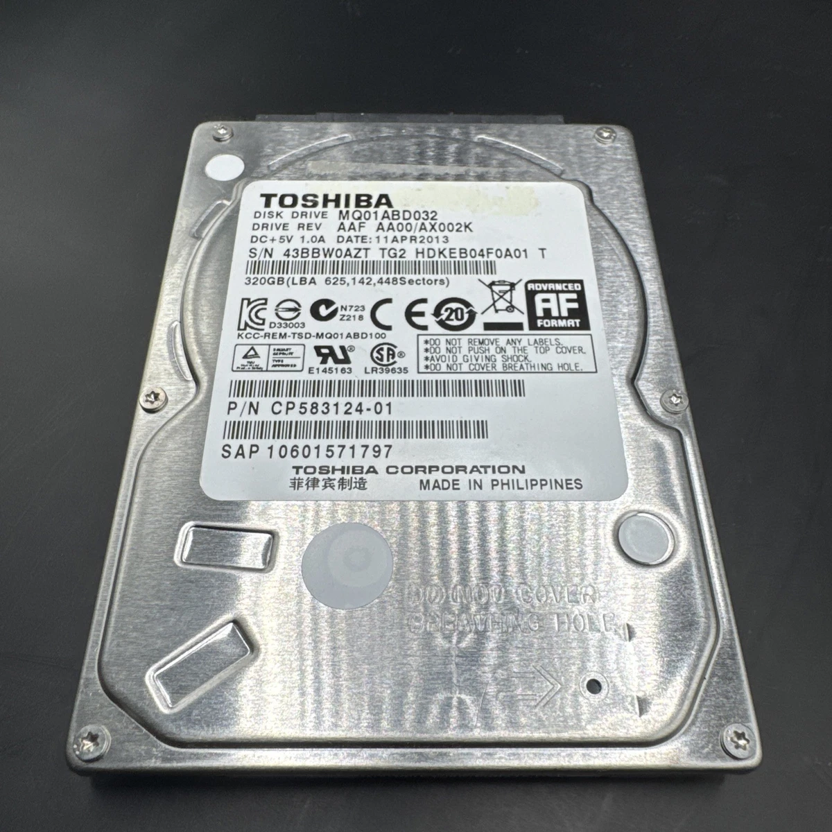 Disque Dur Interne Toshiba MK3261GSYN 320GB 7200tr 2.5" SATA2 - Reconditionné