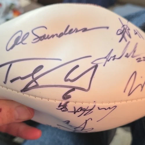 Wilson NFL Football Autographed by Al Saunders and Others, Original Signed Ball