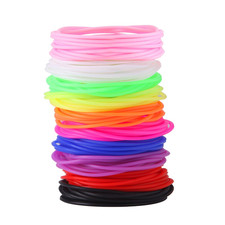 120 Pieces Silicone Jelly Bracelets Stretchy 80S Rubber Bracelets Gel Gummy Elas