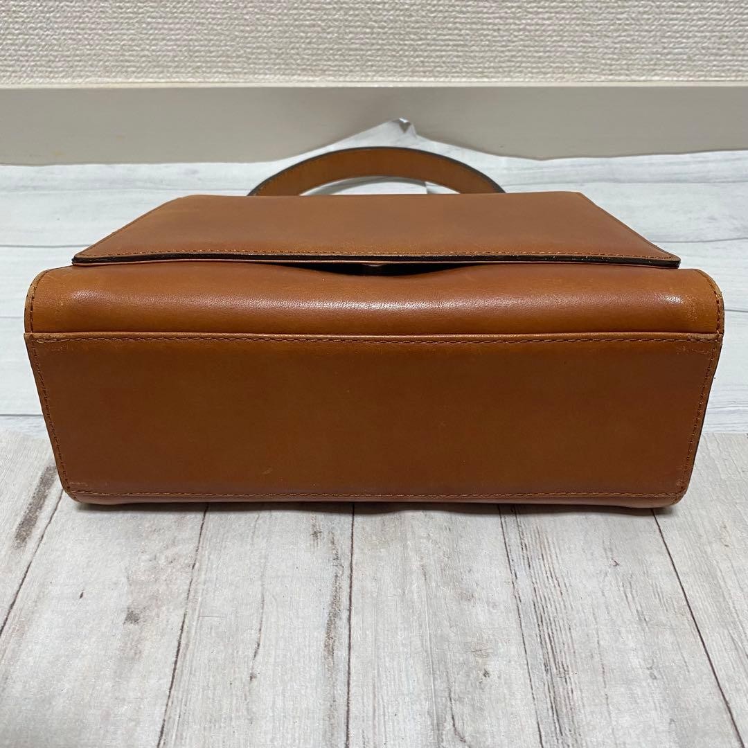 Valentino Garavani Leather Handbag Brown Vintage Classic Women's Bag Japan thumbnail 12