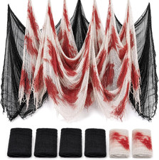 6Pcs Halloween Creepy Cloth 30 72Inch, Scary Halloween Fabric Gauze, 2Pcs Blood