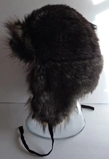 Outdoorsy classic trooper hat from Woolrich in faux raccoon fur with Ear Flaps