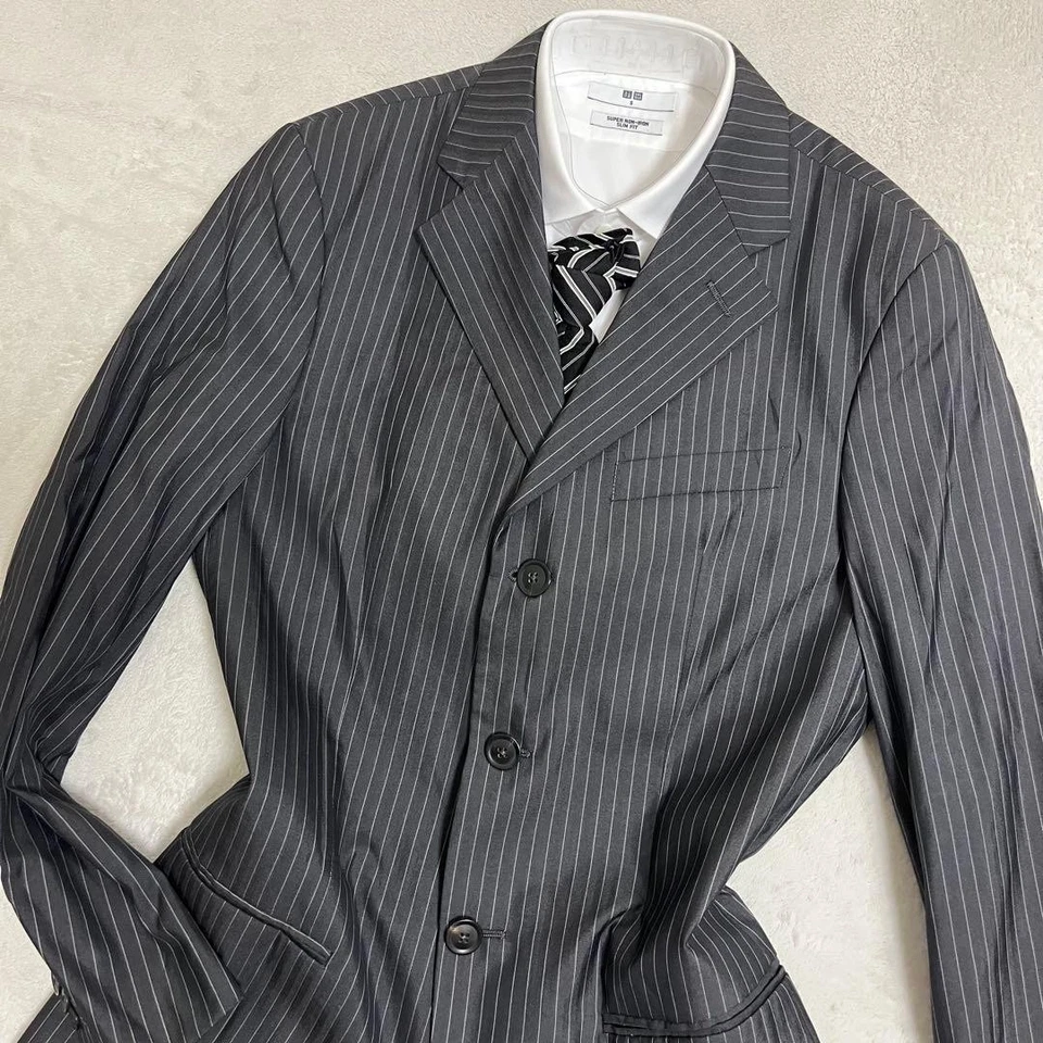 Traje a Rayas ARMANI Collezioni Para Hombre, Gris, 100% Viscosa Talla 46 U7416 Foto 3 de 4