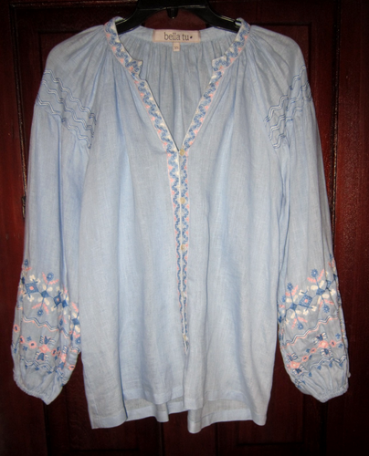 NWT Karen Kane 100% Cotton White Embroidered Long Sleeve