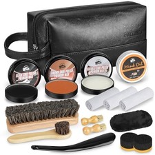 Shoe Shine Kit for Men  Women, 16Pcs Black Shoe Polish Kit for Leather 16pcs