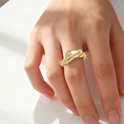 Open Adjustable Two Color Promise Ring For Everyday Occasion Metal Jewelry