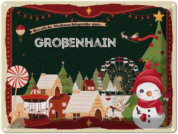 Blechschild 30X40 Cm WeihnachtsgrüßE Aus GroßEnhain Weihnachten Deko Geschenk Me-image