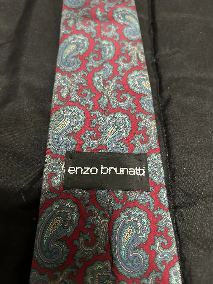 Enzo Brunatti 领带 100% 真丝 59 英寸 x 3.75 英寸美国制造 — 第 2/2 张图片