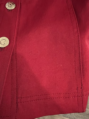 St John sport size S Red black Gold Buttons Blazer Jacket velvet top - Picture 6 of 12