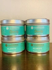 4X RareESSENCE Aromatherapy CLARITY Candles - Eucalyptus & Sage 4 oz travel tin