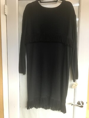Vintage Neiman Marcus Adrienne Vittadini Dresses Black Fringed