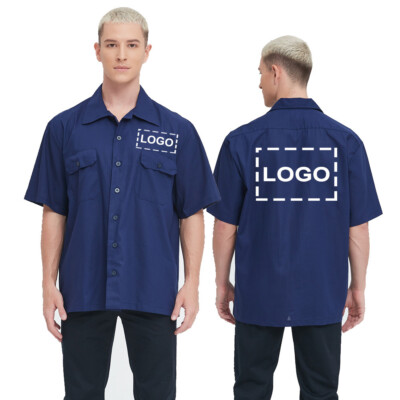 TopTie Men's Add Your Text Heat Transfer Short-Sleeve Industrial Work Shirt