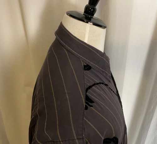 PX Clothing Mens XL Long Sleeve Button Up Dress Shirt Velvet Floral (Fits Large) - Picture 8 of 12