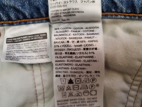 Levi's 511 Premium 34x32 (Meas 36x32.5 10.5" Rise) Slim Fit Dark Big E Jeans A19 - Picture 11 of 14