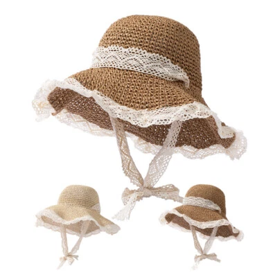 Femme Pliable Respirant Large Bord Chapeau Paille Extérieur Soleil Casquette Été - Photo 1/4