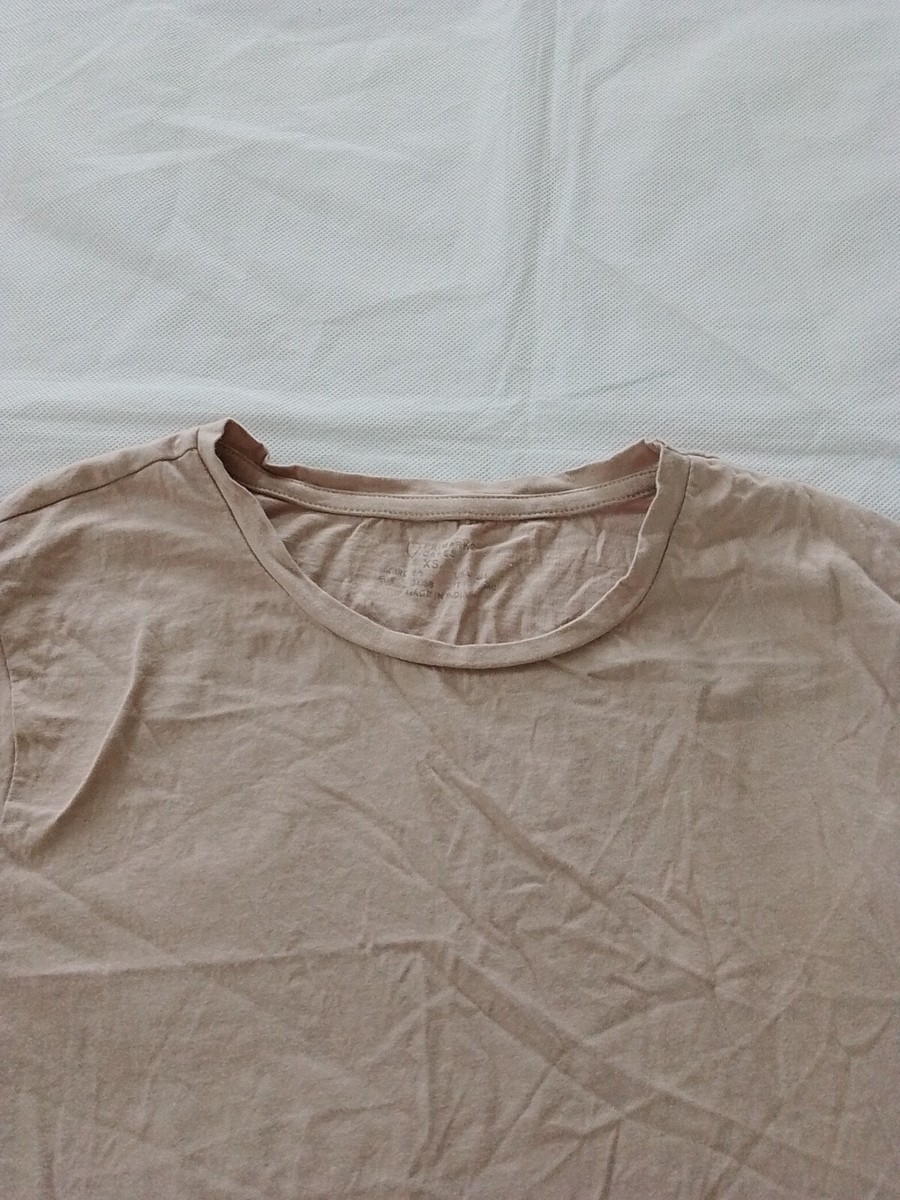 Ladies T-shirt Primark Size XS Short Sleeve Crew Neck Basic Beige 24182 View 3
