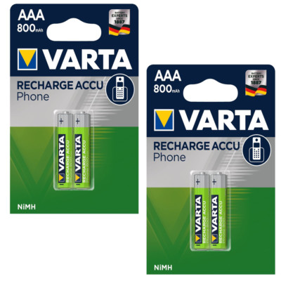 2 x Varta Recharge Accu Phone AAA 800 mAh NiMH HR03 1,2V im 2er Blister