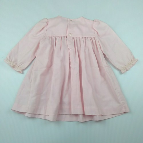 Baby Dress Marquise Size 0 6-12 Months Smocked Long Sleeve Vintage Pink - Picture 6 of 8