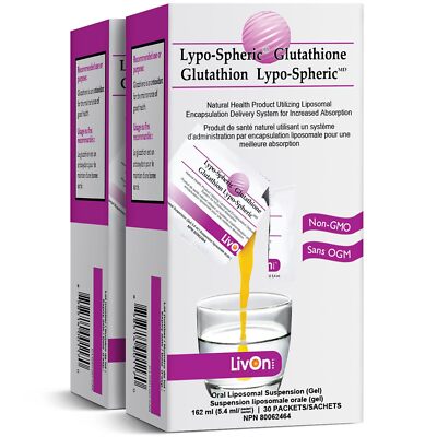 Lypo–Spheric Glutathione - 2 Cartons 60 Packets – 450 mg Glutathione Per  Pack