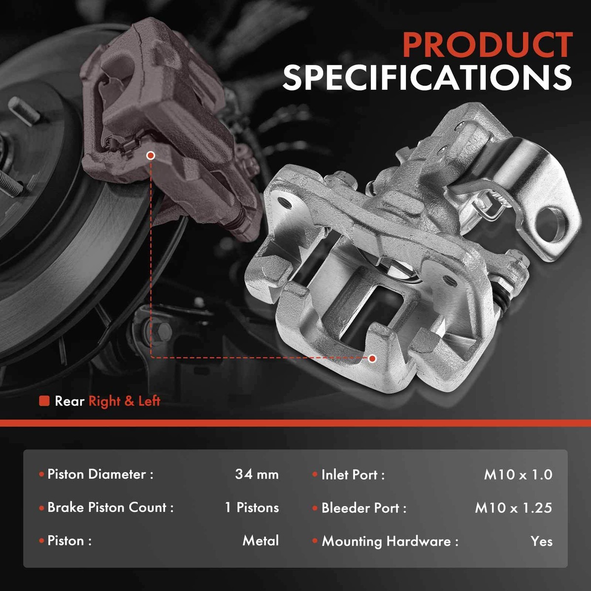 2pcs Rear LH+RH Brake Caliper for Honda Civic 2006-2015 Acura CSX