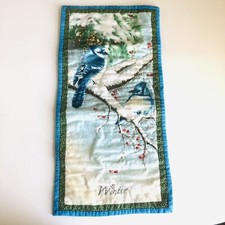 Quilt Bluebird scene 11 x 22 Cotton Wall hanging Handmade
