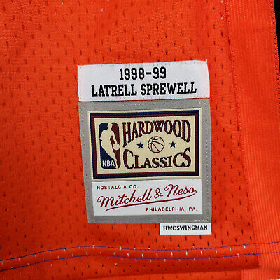 Latrell Sprewell New York Knicks Mitchell & Ness Hardwood Classics 1998/99  Split Swingman Jersey - Blue/Orange