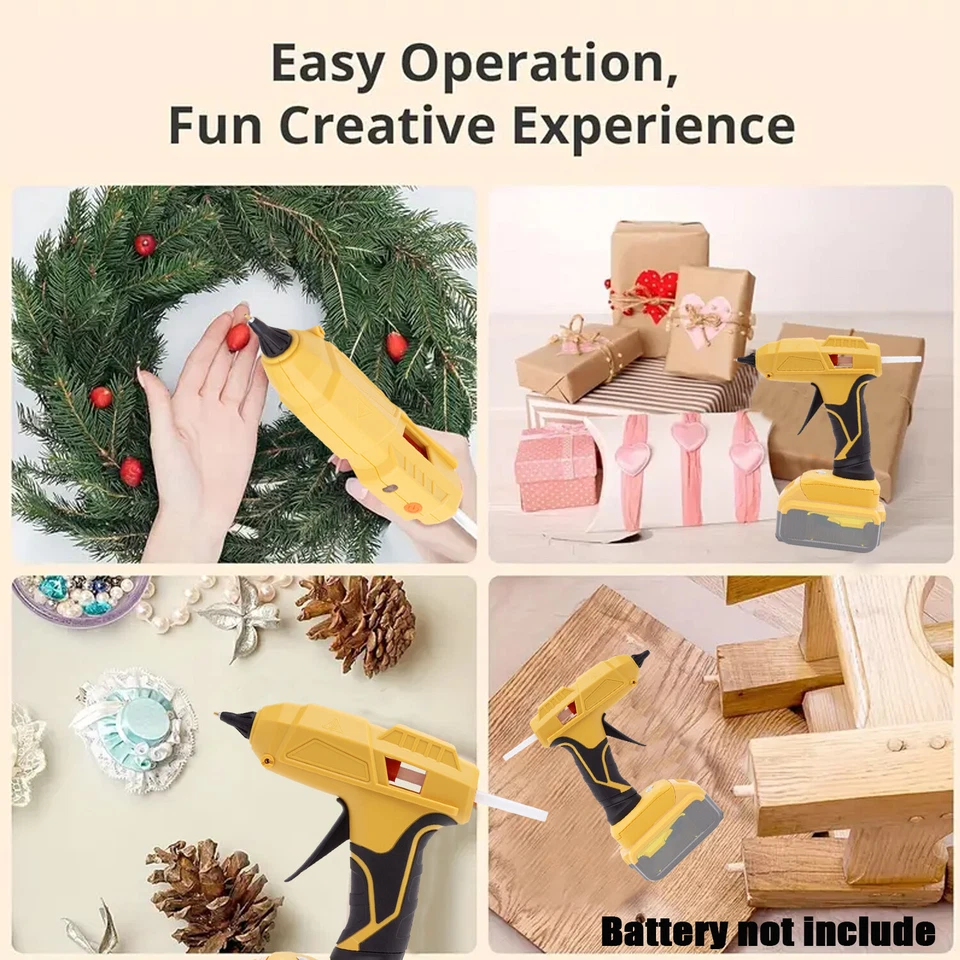 Pistola de pegamento termofusible inalámbrica para batería Dewalt 18/20v Max Li-Ion con 10 palos EE. UU. Foto 4 de 4