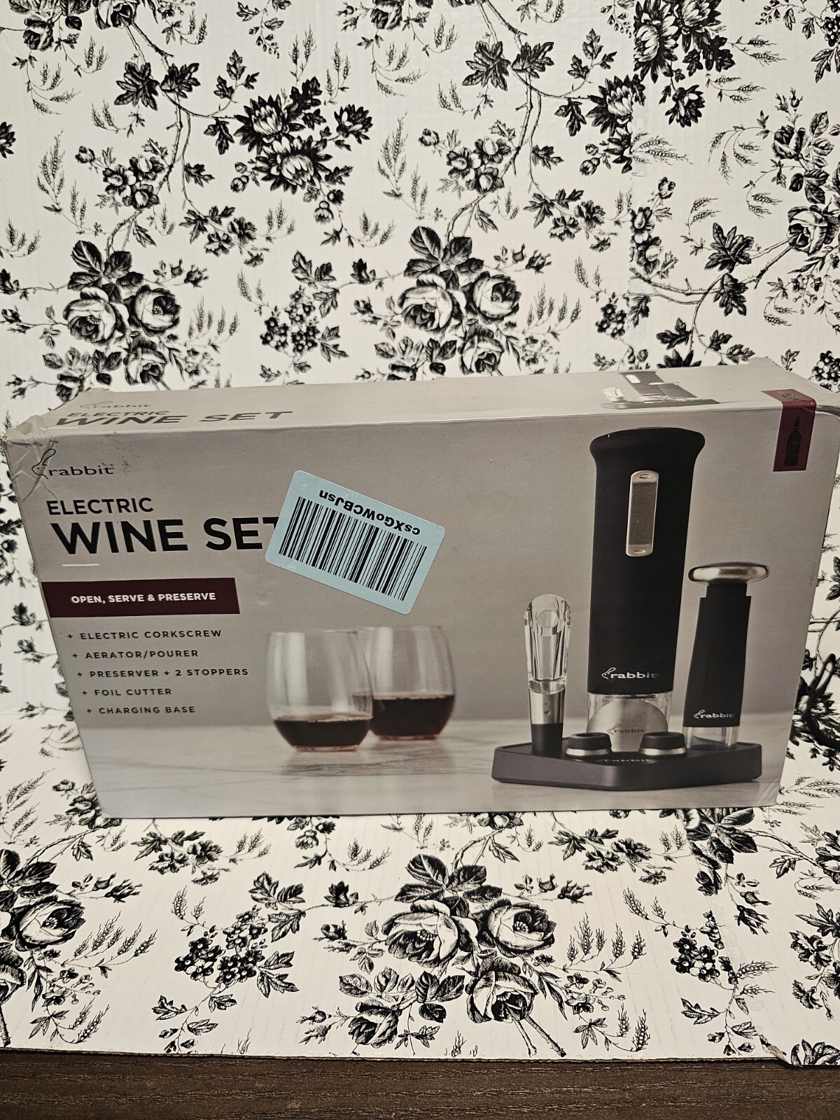 Rabbit Electric Wine Opener Set, 8piece, Open, Serve, & Preserve Wine