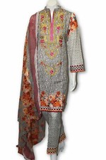 A16 Pakistani Indian Fine Design 3 Pcs Embroidered Lawn Suit