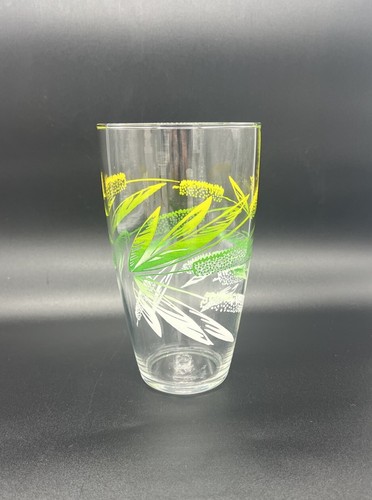 Vintage 1950s Libbey Glass Green Yellow Cattail Cocktail Drink Mixer Shaker 32oz - Picture 3 of 10