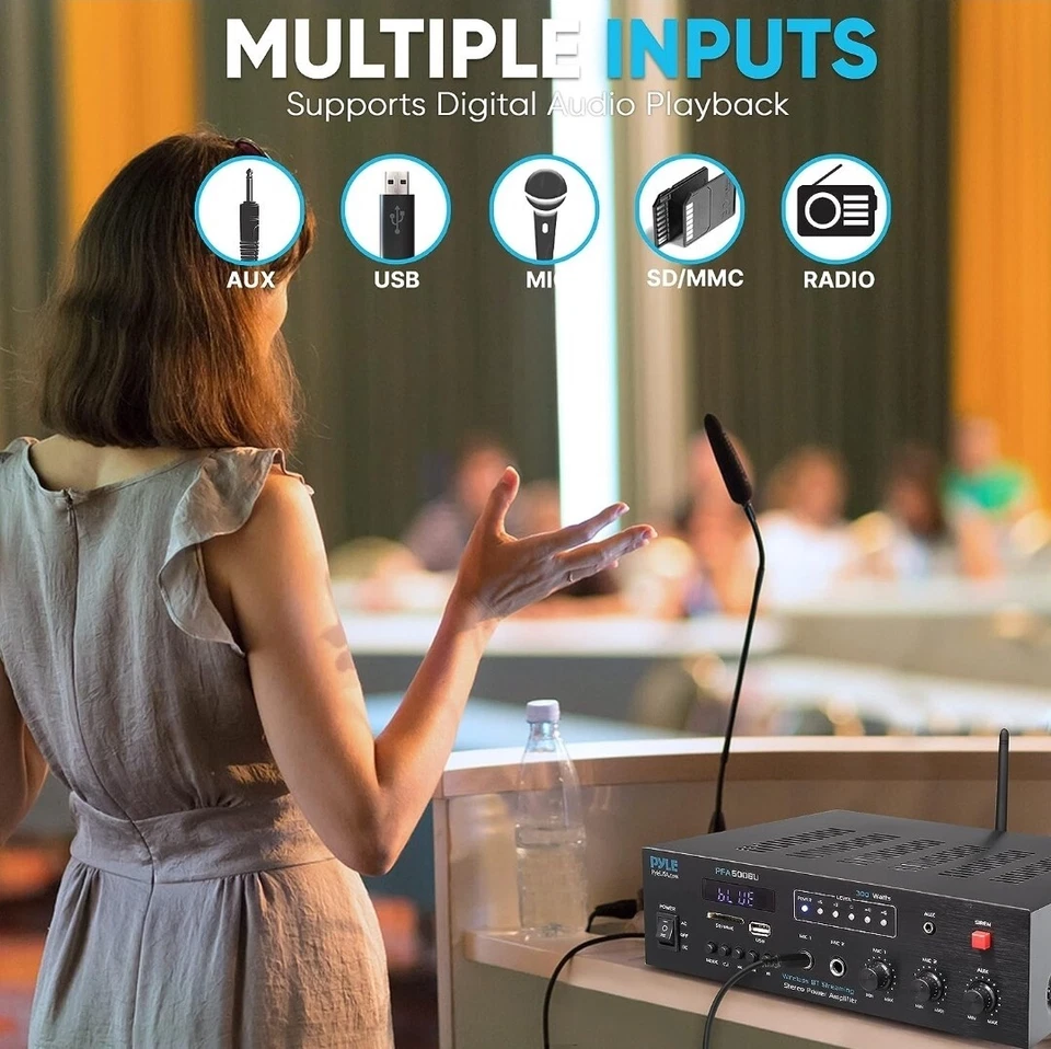 PYLE Wireless Bluetooth Karaoke Amplifier PFA600BU - Image 3 of 4