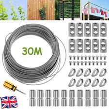 Image of Stainless Steel Garden Wire Rope Cable Wire Catenary Wire Kits Tool New 30M Rope