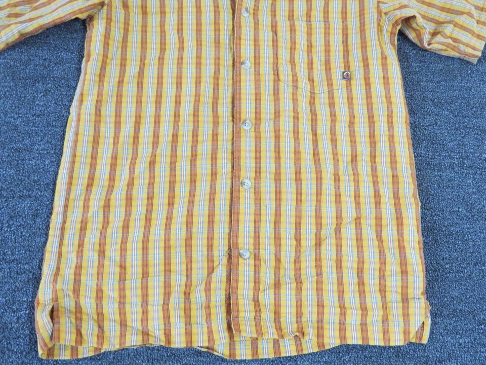 Columbia Shirt Boys Size Large Button Up Short Sleeve Orange Blue Plaid Cotton - Image 4 of 4