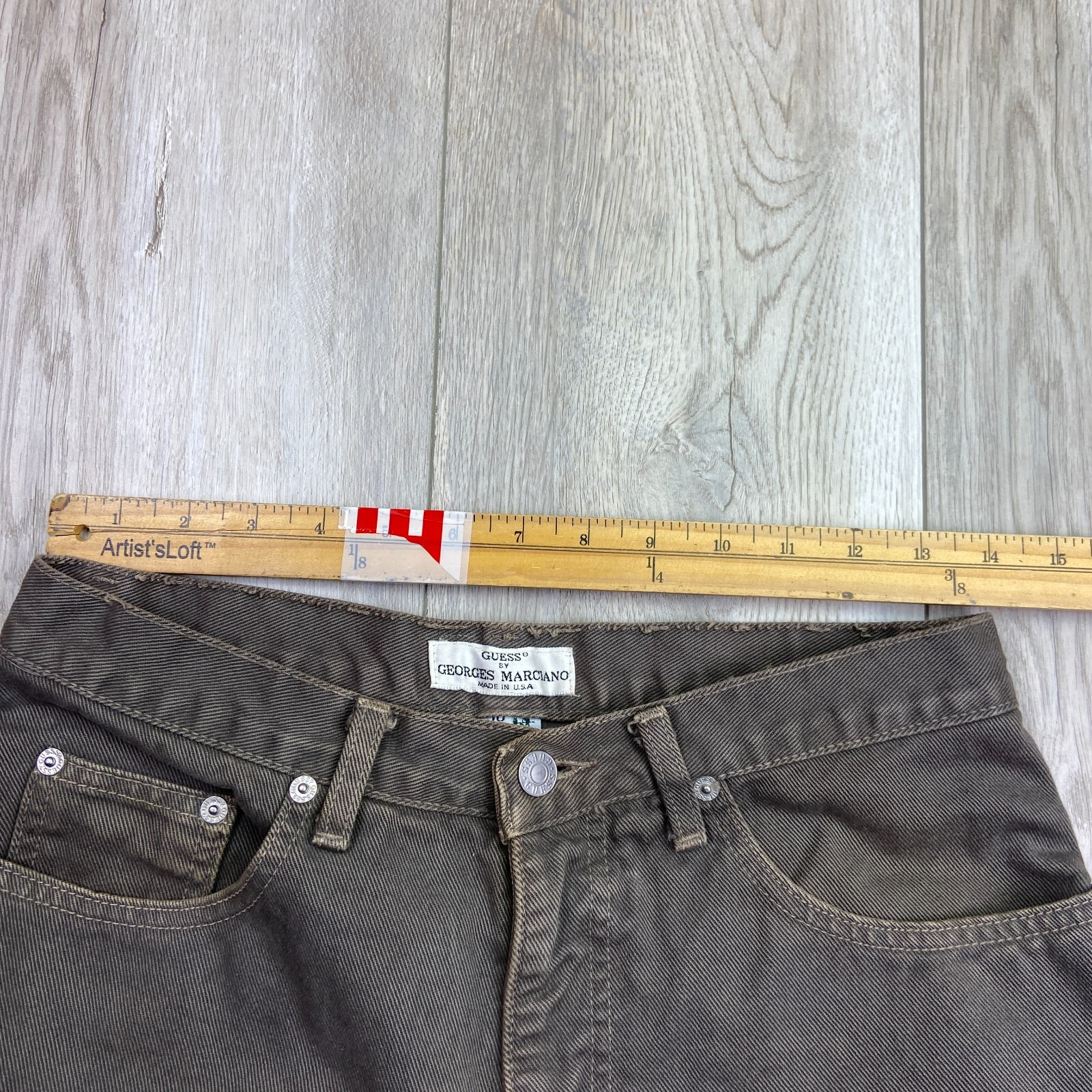 VINTAGE Guess Jeans Mens 28 Brow Denim Tapered Pants Men 28x34 USA MADE