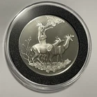 African Gerenuks Giraffe Gazelles Sterling Silver Rare Vintage Proof Coin Round
