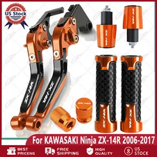 For KAWASAKI Ninja ZX-14R CNC Handle Grips Cap Brake Clutch Levers Set US